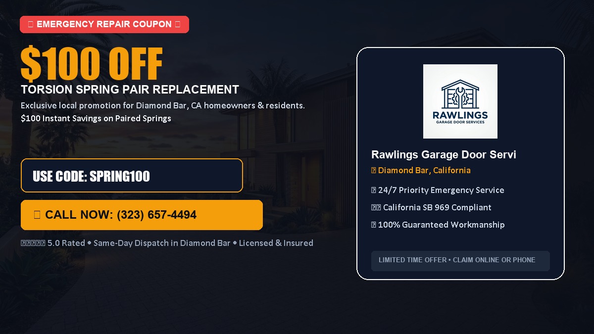 $100 OFF Heavy-Duty Torsion Spring Pair Replacement in Diamond Bar, CA
